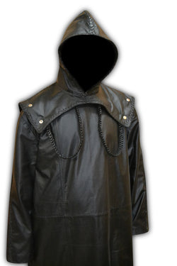 Mens Removable Hoodie Designer Lace Leather Long Coat