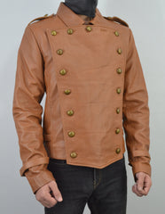 The Rocketeer Billy Campbell Brown V-Shaped Leather Jacket