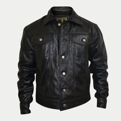 Custom Denim Shirt Style Leather Jacket - SouthBeachLeather
