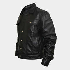 Custom Denim Shirt Style Leather Jacket - SouthBeachLeather