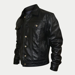 Custom Denim Shirt Style Leather Jacket - SouthBeachLeather