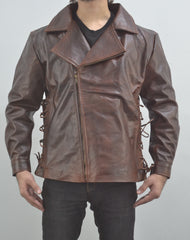 Escape From New York Snake Plissken Antique Brown Biker Leather Jacket