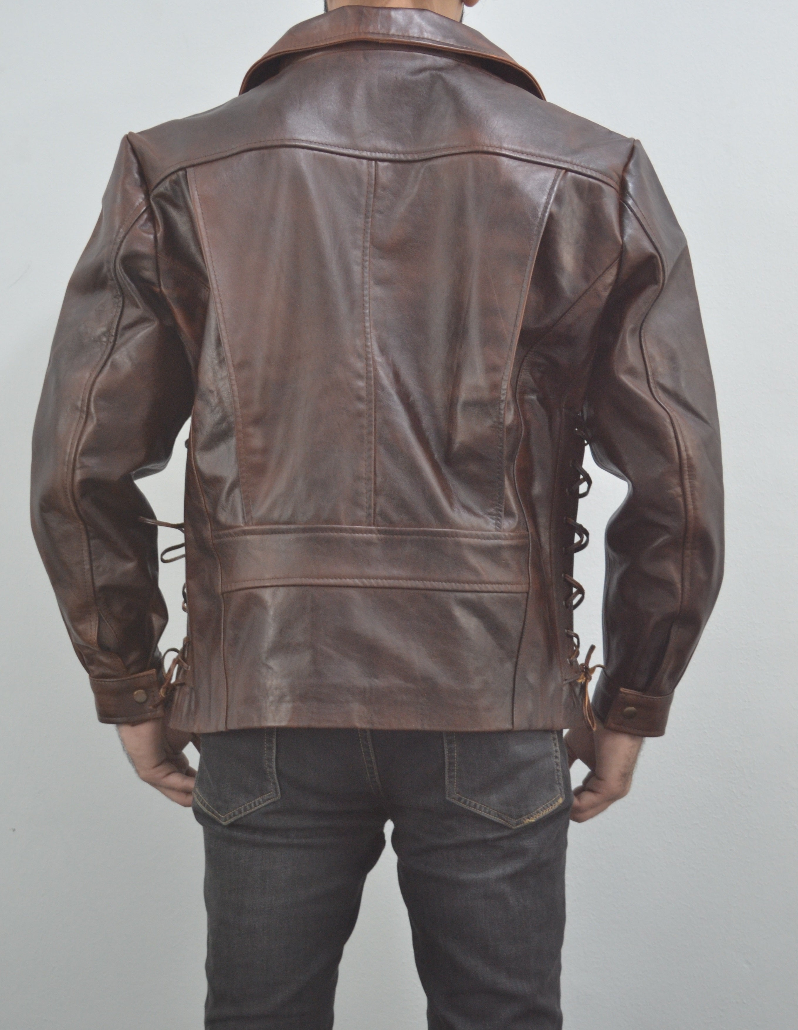 épine leather jacket brown epine Escape Snake Plissken Antique Brown Biker Leather Jacket – South