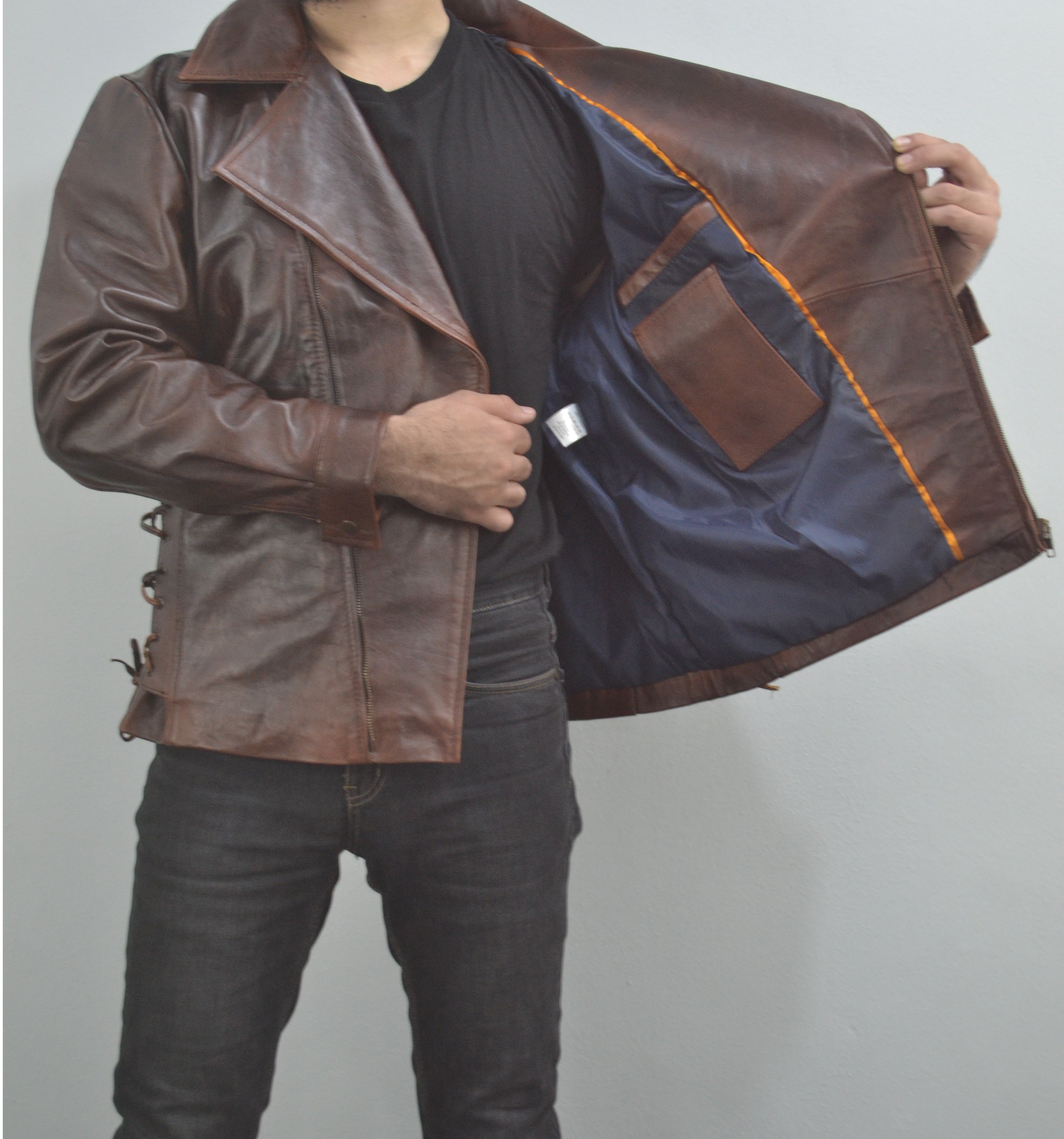 Escape Snake Plissken Antique Brown Biker Leather Jacket – South