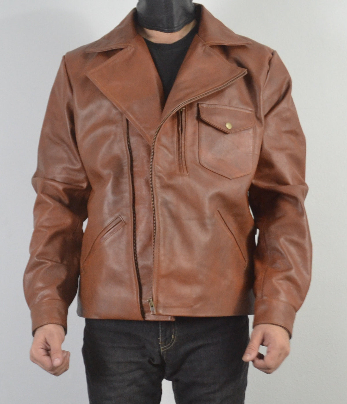 Escape From New York Snake Plissken Tan Biker Leather Jacket