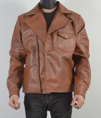 Escape From New York Snake Plissken Tan Biker Leather Jacket