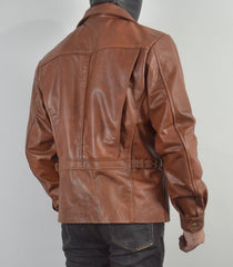 Escape From New York Snake Plissken Tan Biker Leather Jacket