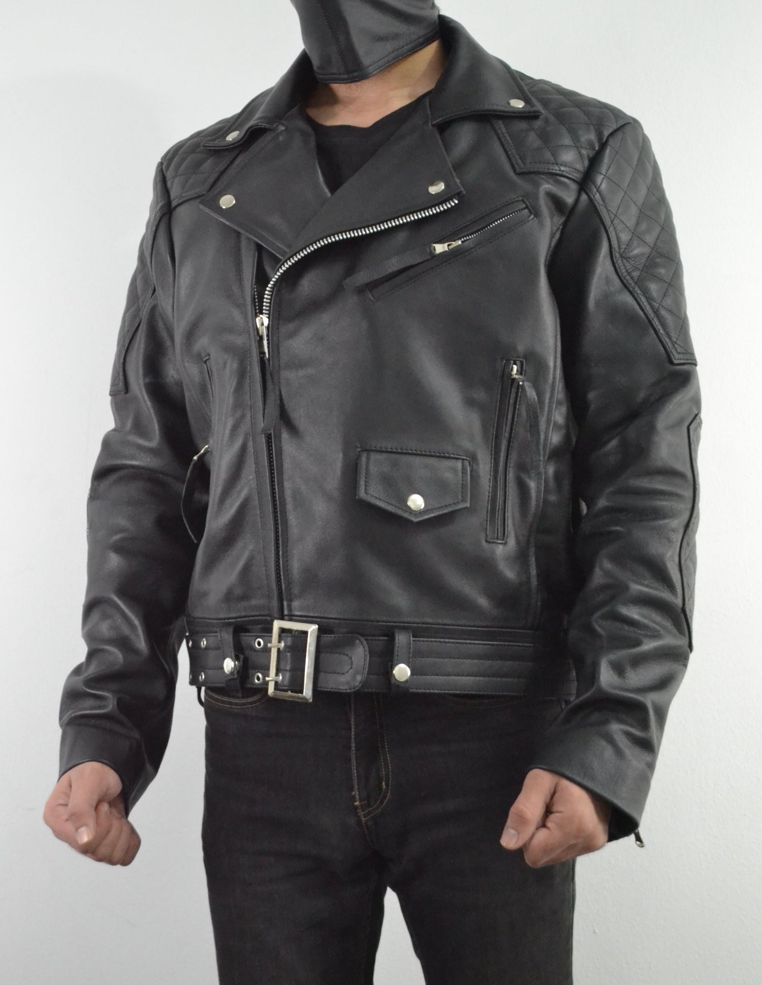 Mens Quilted Side Lace up Leather Biker Jacket – South Beach Leather