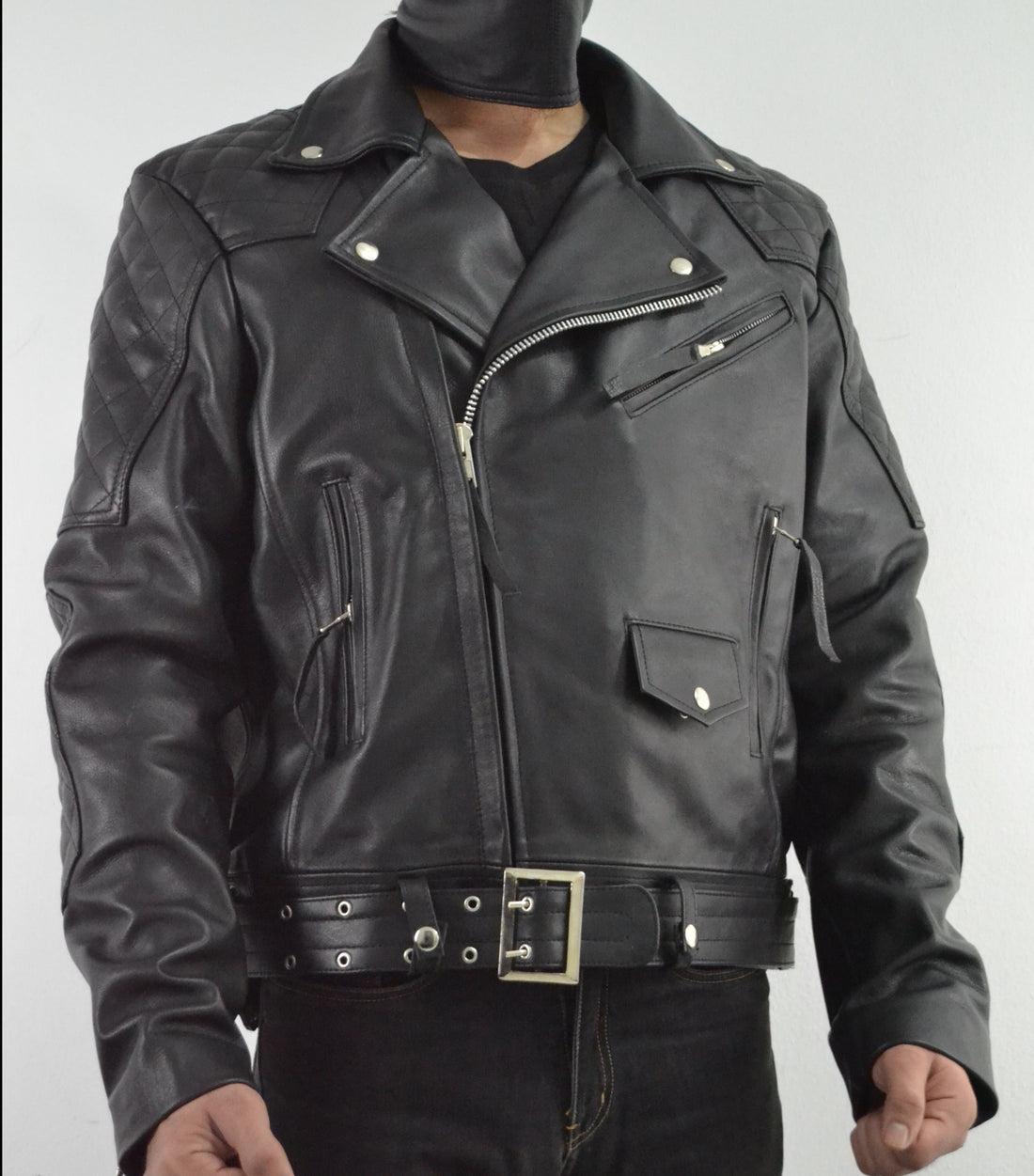 Mens Quilted Side Lace up Leather Biker Jacket – South Beach Leather