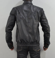 Mens Bomber Black Sheepskin Genuine Leather Jacket