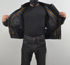 Mens Bomber Black Sheepskin Genuine Leather Jacket