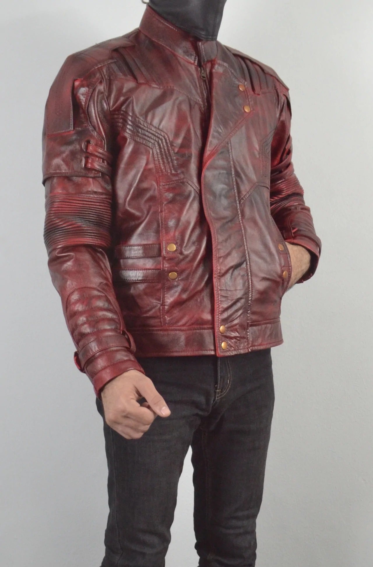 Mens Star Designer Maroon Genuine Waxed Biker Leather Jacket For  Mens