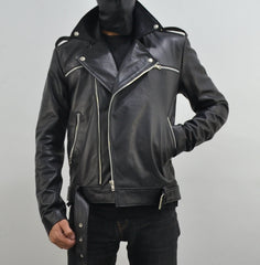 Mens Black Zipper Negan The Walking Dead Biker Leather Jacket