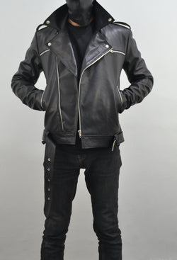 Mens Black Zipper Negan The Walking Dead Biker Leather Jacket