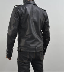 Mens Black Zipper Negan The Walking Dead Biker Leather Jacket