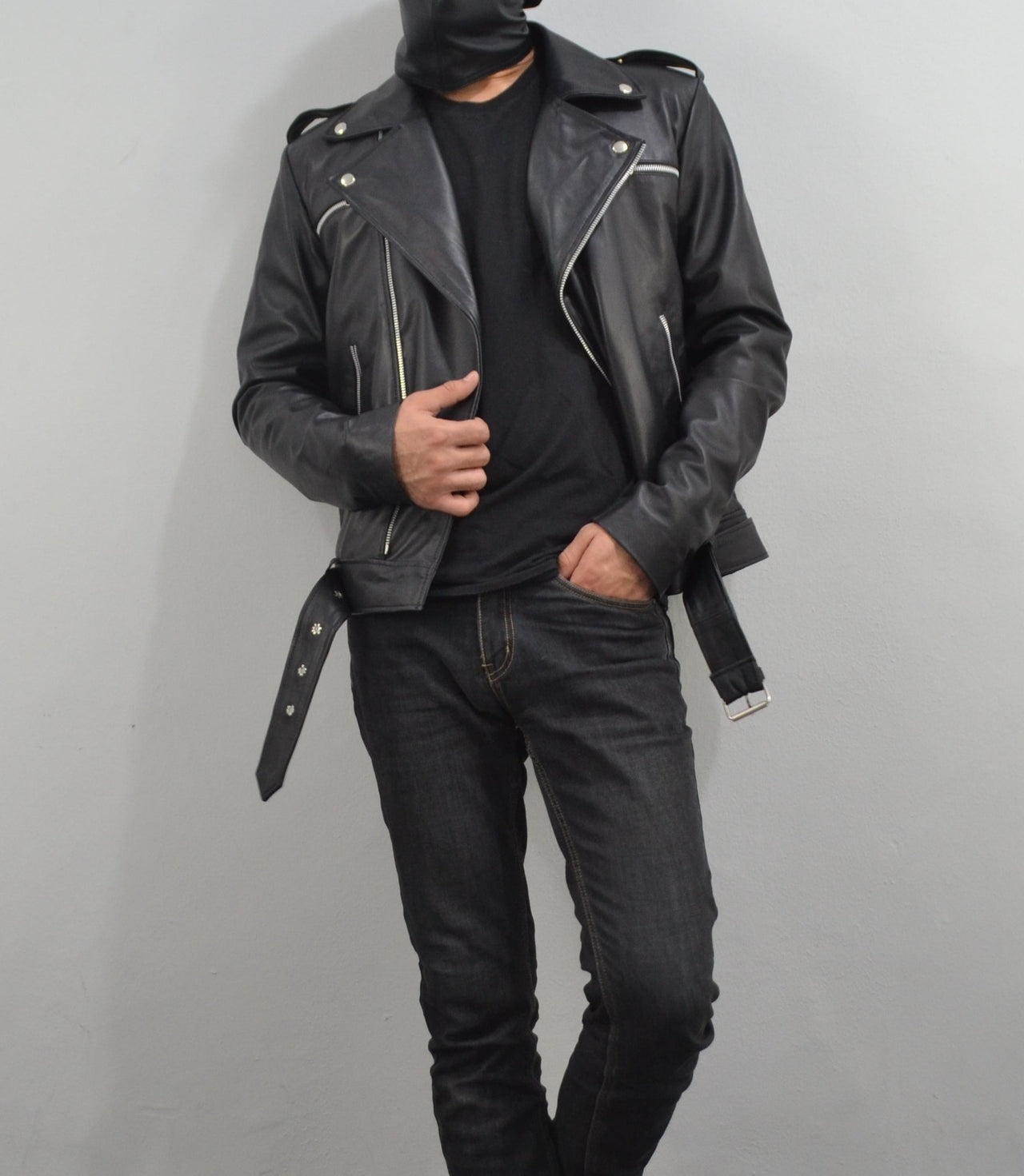 Mens Black Zipper Negan The Walking Dead Biker Leather Jacket