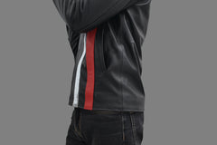 Men Cafe Racer Steve McQueen Stripe Leather Jacket Man's