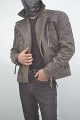 Motorcycle Distressed Natural Rugged Biker Leather Jacket