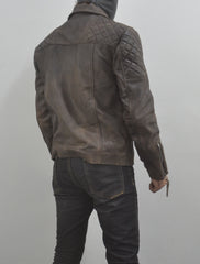Motorcycle Distressed Natural Rugged Biker Leather Jacket