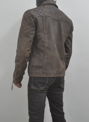Motorcycle Distressed Natural Rugged Biker Leather Jacket