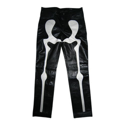 Men's Skull and Bones Straight Fit Leather Pant