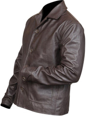 Men's Biker Designer Brown Shirt Style Leather Jacket