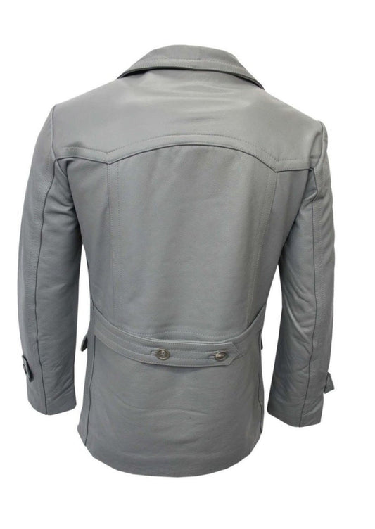 World War 2 German Grey Three Qaurter Leather Pea Coat Blazer
