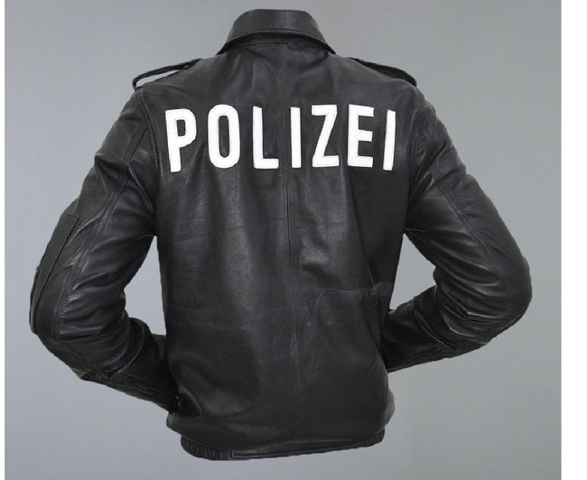German Leather Police Jacket Deutsch Polizei Leather Jacket