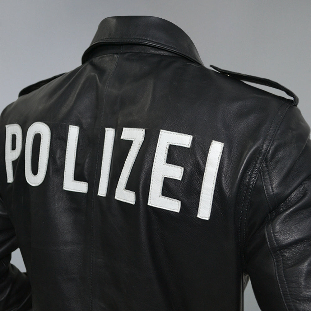 German Leather Police Jacket Deutsch Polizei Leather Jacket