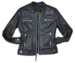 Women Black Biker Slim Fit Leather Jacket