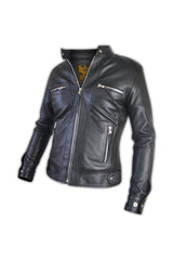 Women Black Biker Slim Fit Leather Jacket