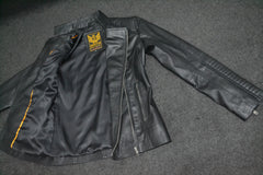 Women's Padded Slim Fit Racer Black Leather Jacket
