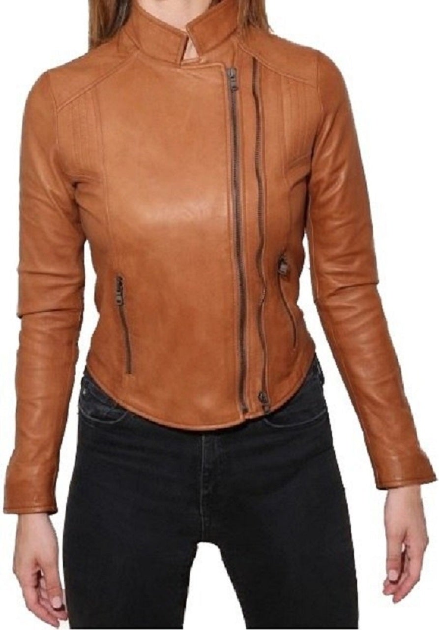 Women's Style Distressed Brown Leather Jacket