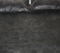 Luxury Black Sheepskin Leather Bed Sheet Set – King/Queen Size with 2 Matching Pillow Shams