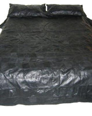Luxury Black Sheepskin Leather Bed Sheet Set – King/Queen Size with 2 Matching Pillow Shams