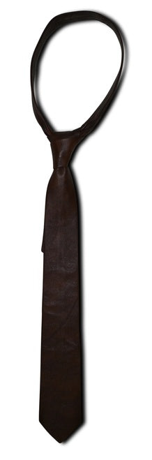 Antique Brown Genuine Leather Necktie Tie