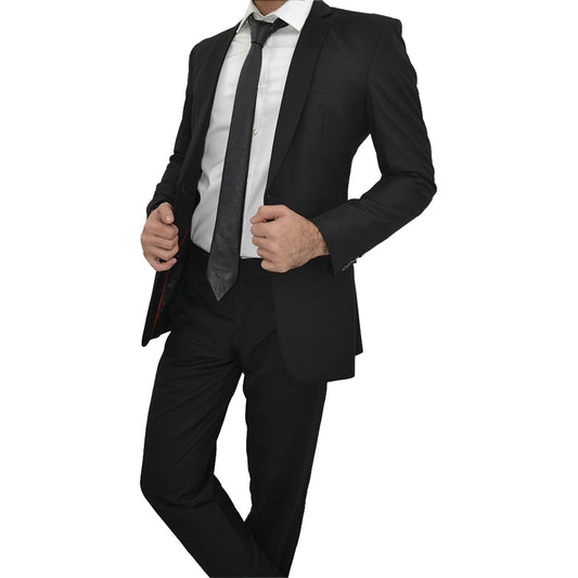 Black Genuine Lamb Leather Necktie Tie