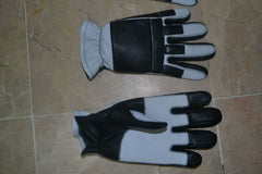 Goose Biker White And Black Leather Gloves - SouthBeachLeather