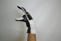 Goose Biker White And Black Leather Gloves - SouthBeachLeather