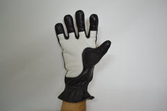 Goose Biker White And Black Leather Gloves - SouthBeachLeather