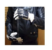 Goose Biker White And Black Leather Gloves - SouthBeachLeather