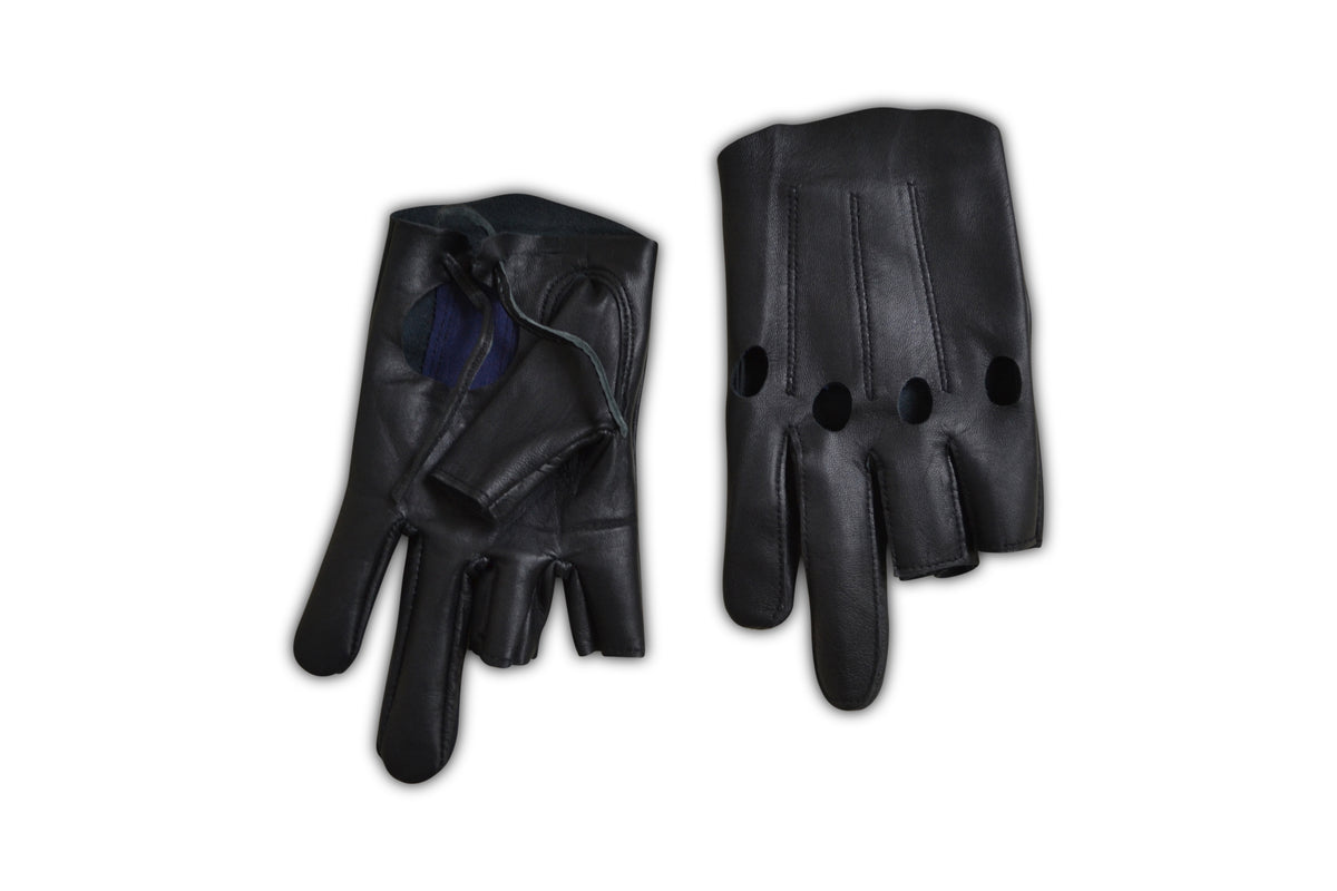 Mad Max 2 Road Warrior Leather Gloves | Black Genuine Leather Biker Gloves
