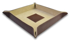 Brown & Beige Genuine Sheep Leather Valet Tray | Handmade Organizer for Men & Women