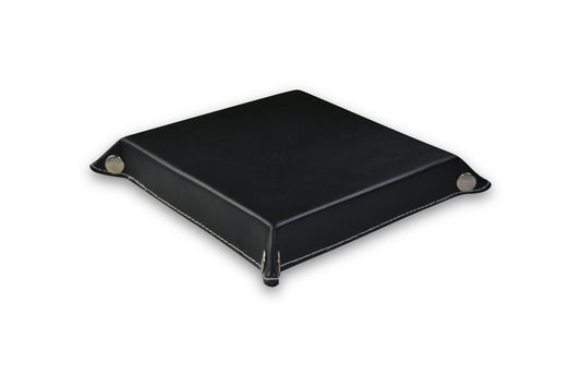 Black Leather Bedside Storage Tray With White Stitching Box For Men Accessories