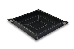 Black Leather Bedside Storage Tray With White Stitching Box For Men Accessories