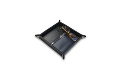 Black Leather Bedside Storage Tray With White Stitching Box For Men Accessories