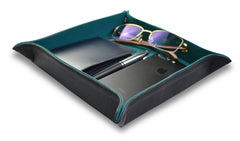 Green Leather Bedside Storage Tray Box Gift Valet for Mens Accessories - SouthBeachLeather