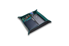 Black & Green Genuine Sheep Leather Valet Tray | Handmade Organizer for Men & Women