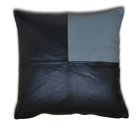 Black And Grey Soft Lamb Leather Comfort Pillow Cushion Cover