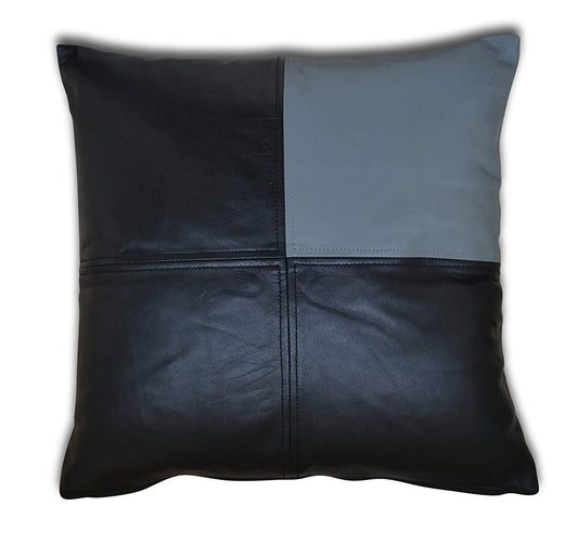 Blue / Black Soft Lamb Leather Comfort Pillow Cushion Cover